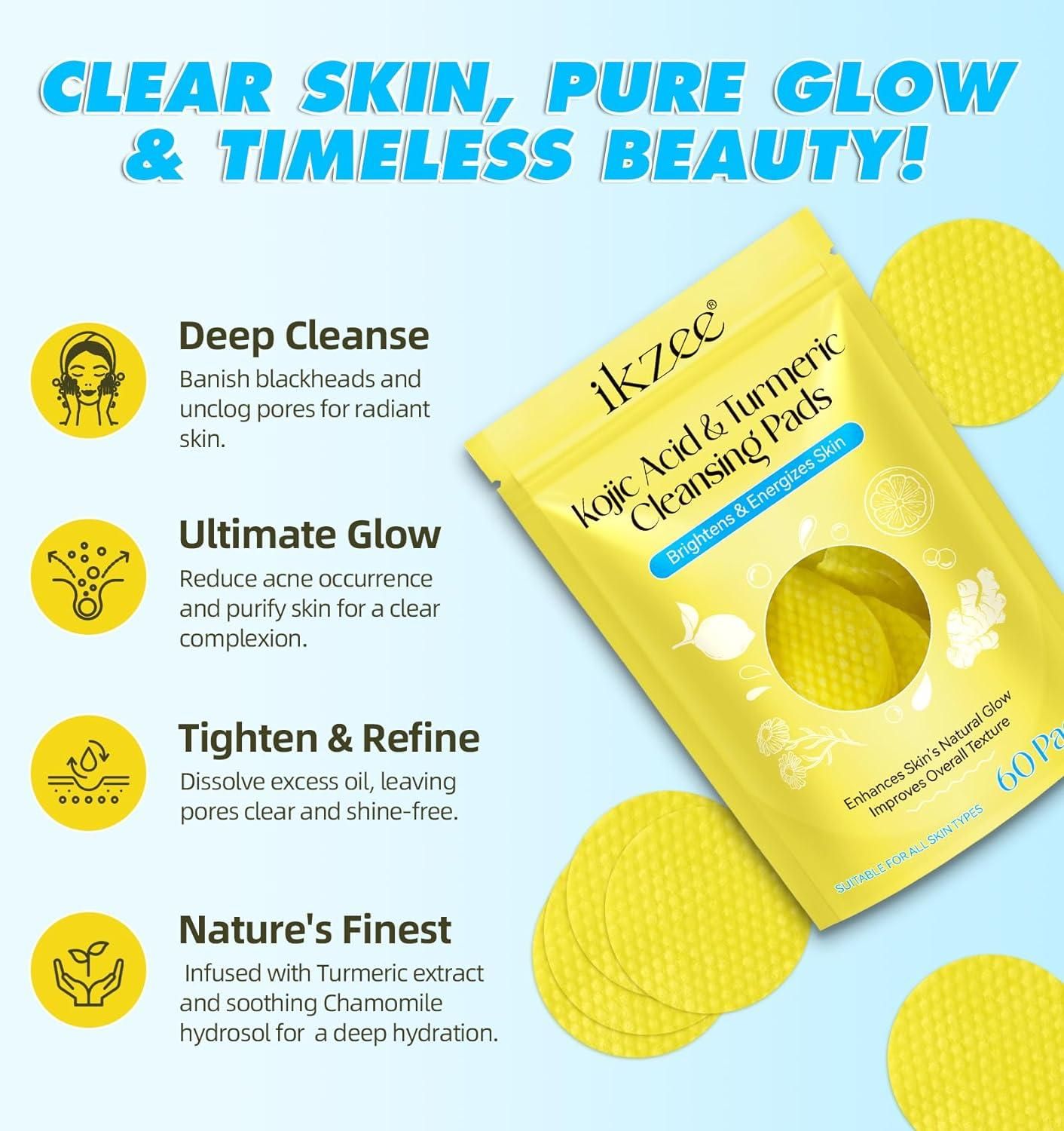 Turmeric & Kojic Acid Cleansing Pads || Buy 1, Get 1 Pack FREE (60+60 patches) at ₹499