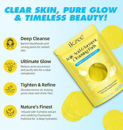 Turmeric & Kojic Acid Cleansing Pads || Buy 1, Get 1 Pack FREE (60+60 patches) at ₹499